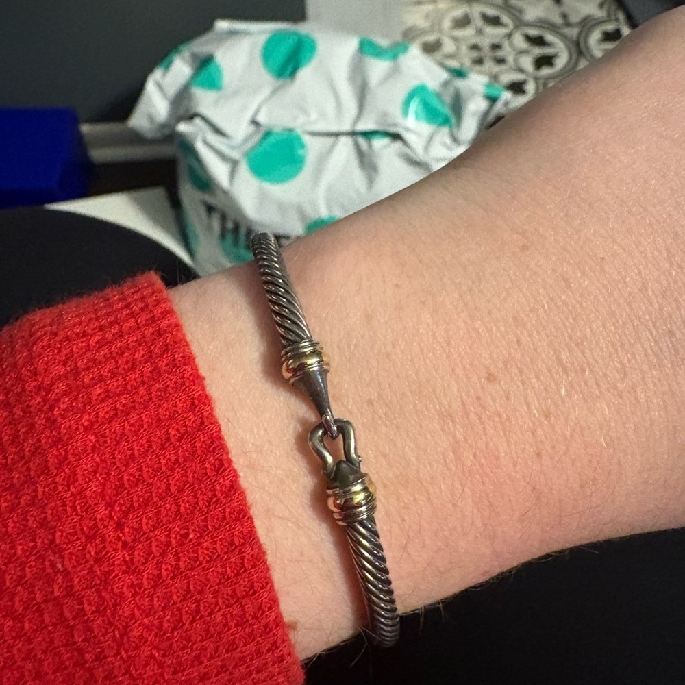 Silver and Gold Tone Twisted David Yurman Bracelet